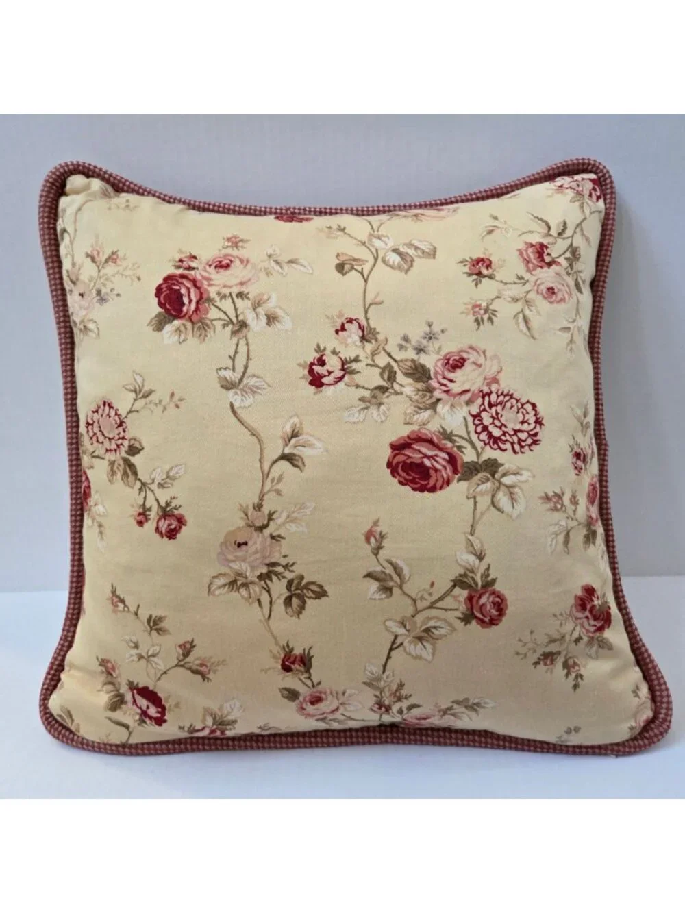 Waverly Sonata Harbor House Decorative Feather Pillow Red Floral 18